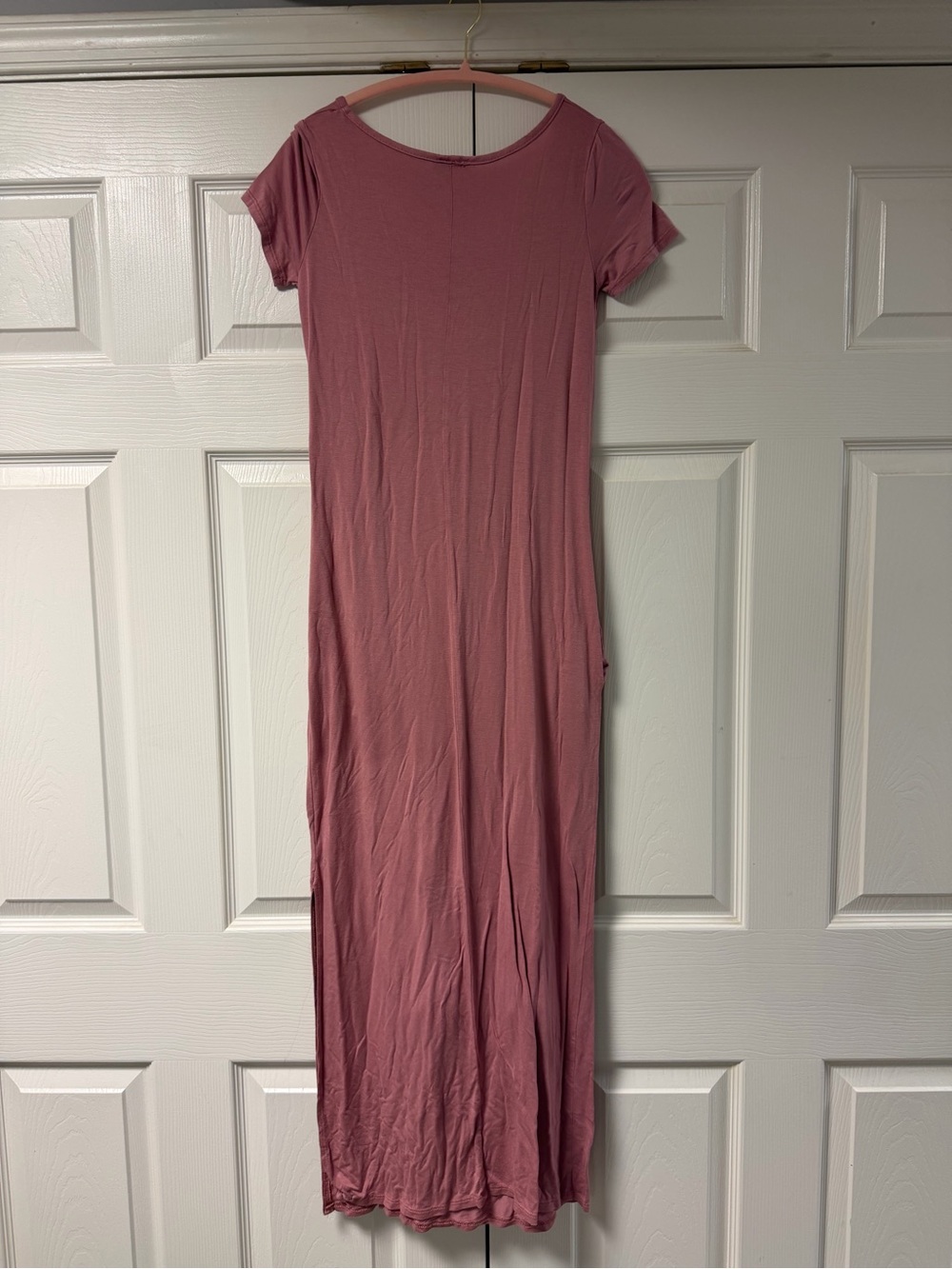 Olivia Rae Dusty Rose V-Neck Short Sleeve Maxi Dress - Picture 3 of 3